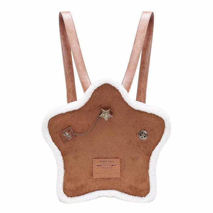 Vanilla Girl Sheepskin Star Backpack - Y2K Vintage Winter Fashion Accessory