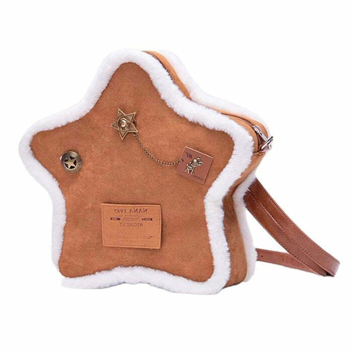 Vanilla Girl Sheepskin Star Backpack - Y2K Vintage Winter Fashion Accessory