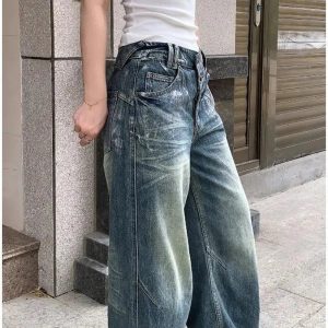 Vintage Fade Wide-Leg Jeans - Y2K Outfits for Winter & Street Style