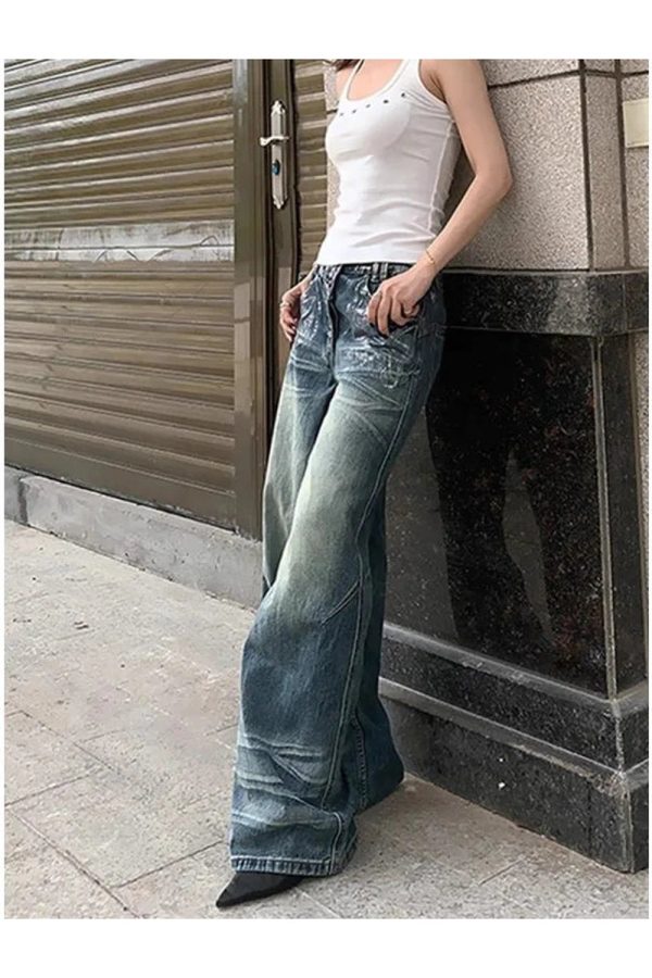 Vintage Fade Wide-Leg Jeans - Y2K Outfits for Winter & Street Style