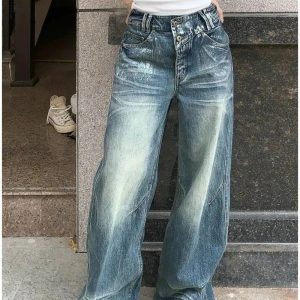 Vintage Fade Wide-Leg Jeans - Y2K Outfits for Winter & Street Style