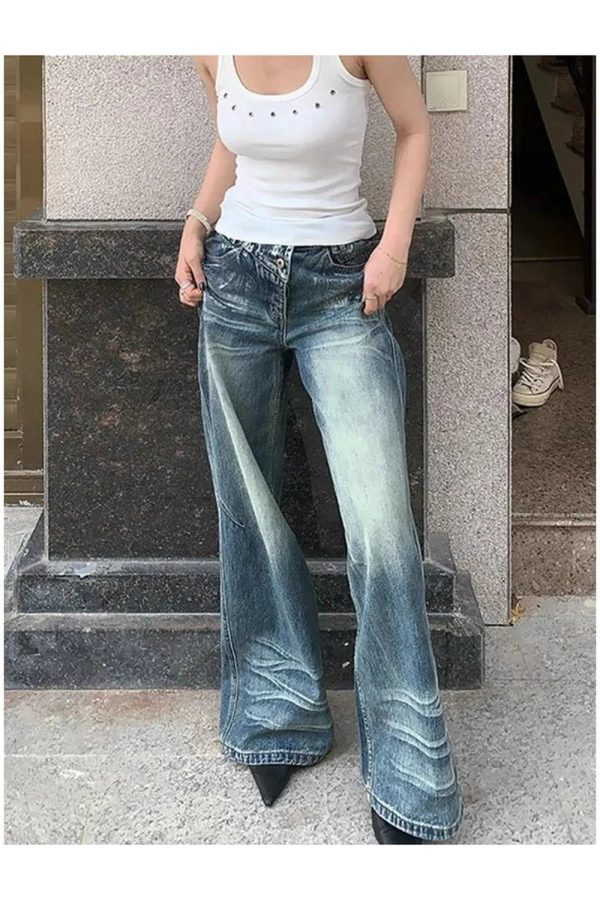 Vintage Fade Wide-Leg Jeans - Y2K Outfits for Winter & Street Style