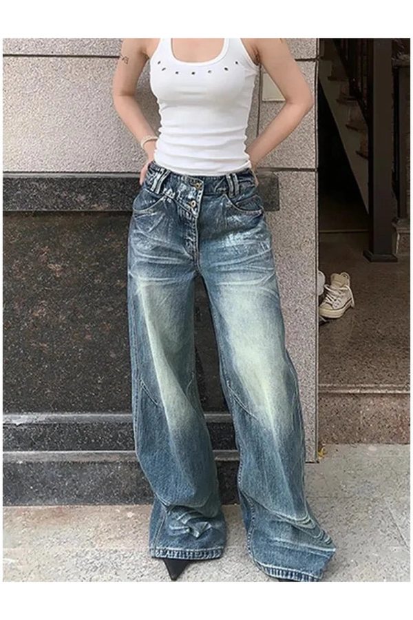 Vintage Fade Wide-Leg Jeans - Y2K Outfits for Winter & Street Style