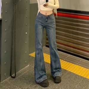 Vintage Flare Denim Jeans for Y2K Outfits: Retro Style Essentials