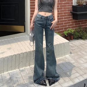 Vintage Flare Denim Jeans for Y2K Outfits: Retro Style Essentials