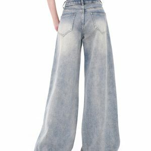 Vintage Style Brush Strokes Jeans - Y2K Outfits for Winter & Street Style