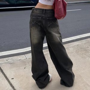 Vintage Washed Baggy Jeans - Y2K Outfits for Winter & Street Style Fashion