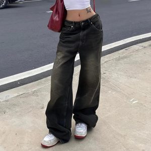 Vintage Washed Baggy Jeans - Y2K Outfits for Winter & Street Style Fashion