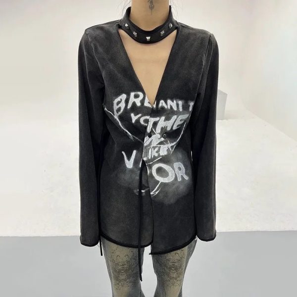 Void Graffiti Top - Y2K Vintage Outfits for Winter Street Style Fashion