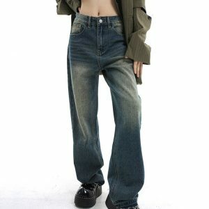 Wash Me Out Wide Leg Jeans - Y2K Vintage Aesthetic Street Style Outfit