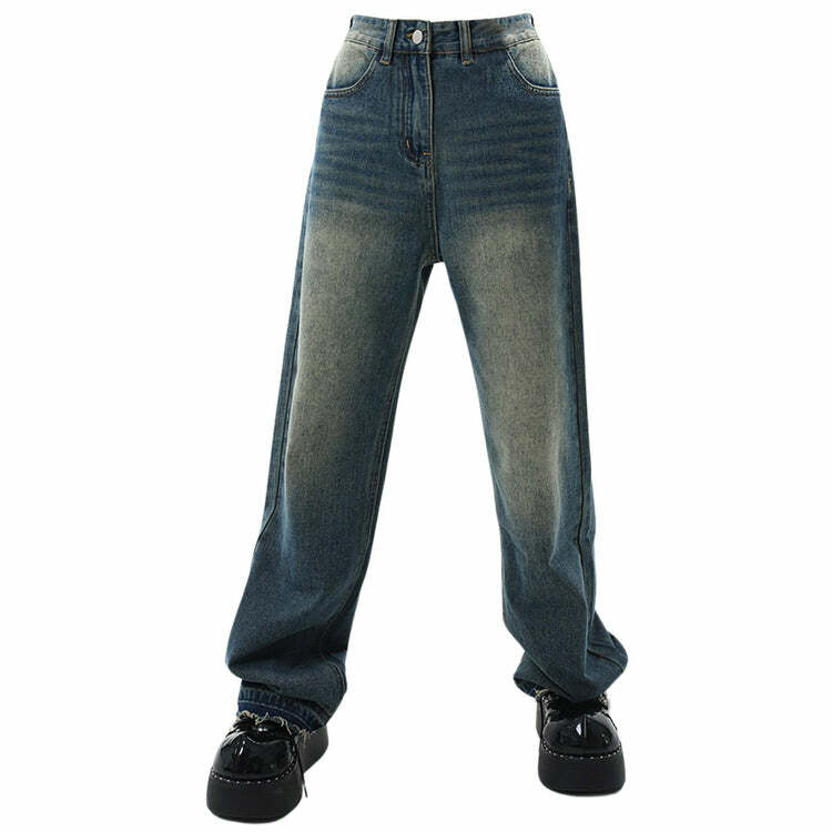 Wash Me Out Wide Leg Jeans - Y2K Vintage Aesthetic Street Style Outfit