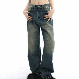 Wash Me Out Wide Leg Jeans - Y2K Vintage Aesthetic Street Style Outfit