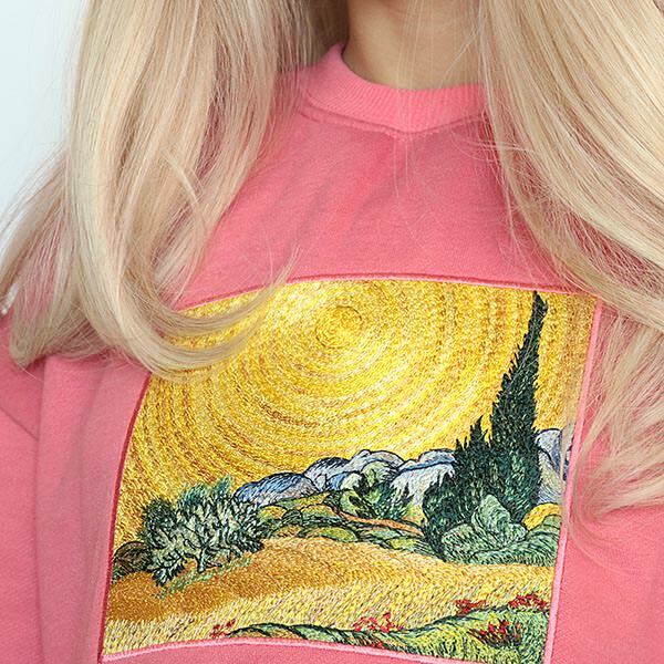 Wheat Field Cypresses Sweatshirt - Y2K Vintage Aesthetic Winter Outfit