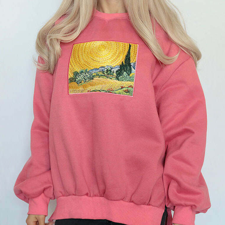 Wheat Field Cypresses Sweatshirt - Y2K Vintage Aesthetic Winter Outfit