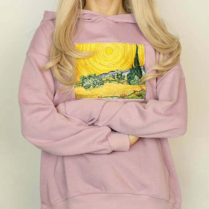 Wheat Field with Cypresses Hoodie - Y2K Vintage Aesthetic Street Style