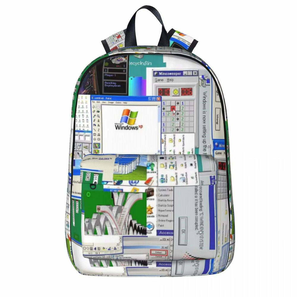 Windows XP Aesthetic Backpack - Y2K Vintage Outfits for Women Fashion