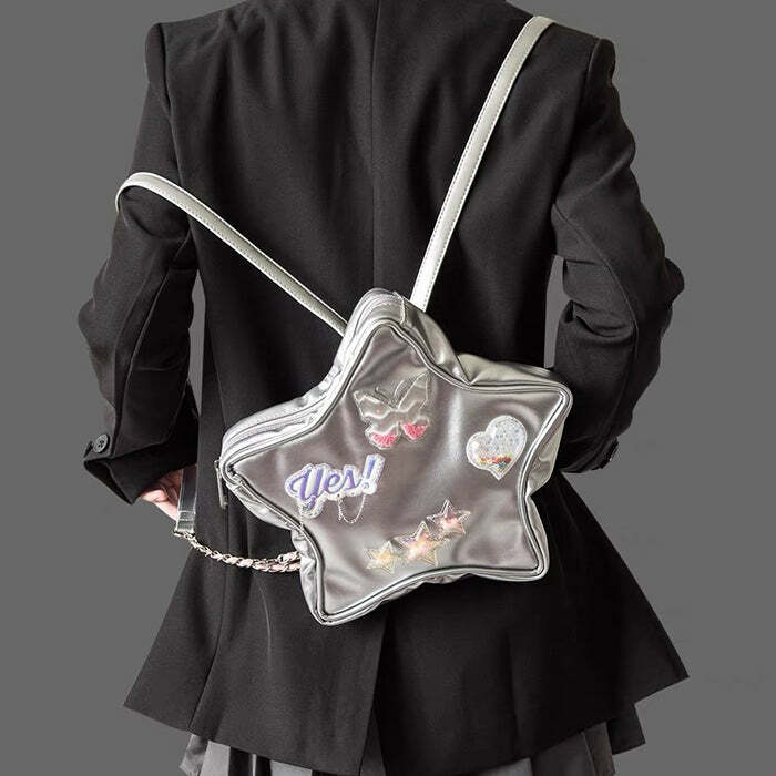 Y2K Aesthetic Star-Shaped Backpack for Vintage Winter Outfits