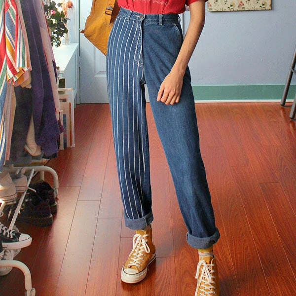 Y2K Outfits Vintage: Retro Wide Leg Jeans for Winter Street Style