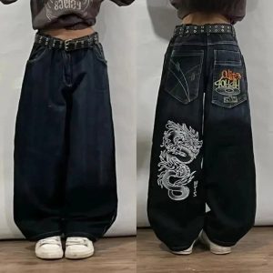 Y2K Oversized Pocket Jeans - Vintage 2000s Aesthetic Street Style Outfits