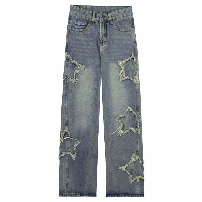 Y2K Star Baggy Jeans - Vintage 2000s Aesthetic Street Style Outfits