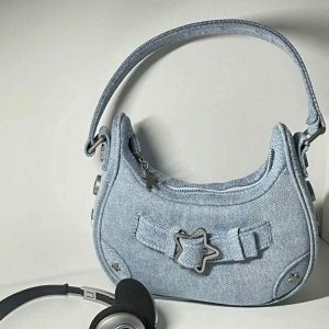 Y2K Star Shoulder Bag - Vintage 2000s Aesthetic for Winter Outfits