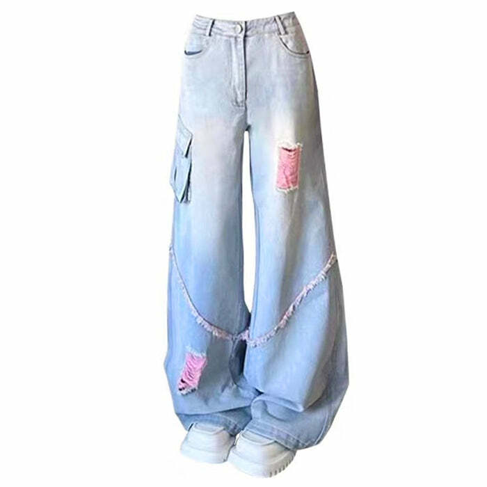 Y2K Wide Leg Jeans - Vintage 2000s Aesthetic Outfits for Women